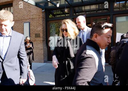 Adele greeting fans outside of her hotel  Featuring: Adele Adkins Where: New York City, New York, United States When: 17 Nov 2015 Stock Photo