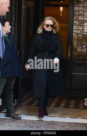 Adele greeting fans outside of her hotel  Featuring: Adele Adkins Where: New York City, New York, United States When: 17 Nov 2015 Stock Photo