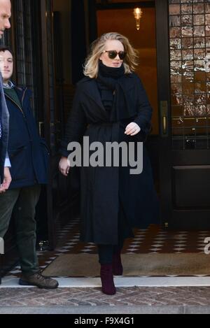 Adele greeting fans outside of her hotel  Featuring: Adele Adkins Where: New York City, New York, United States When: 17 Nov 2015 Stock Photo