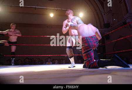 Ultimate Pro Wrestling, UK, GB, English wrestling  from the Corn Exchange in Dorchester. Indoor. Stock Photo