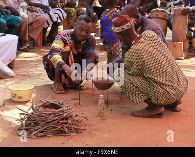 Ewe people participating in a Tron vodun (voodoo) ceremony, Lome, Togo Stock Photo