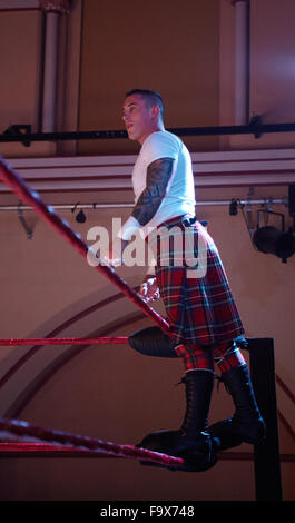 Ultimate Pro Wrestling, UK, GB, English wrestling  from the Corn Exchange in Dorchester. Indoor. Stock Photo