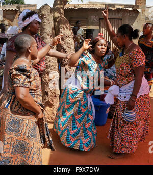 Ewe people participating in a Tron vodun (voodoo) ceremony, Lome, Togo Stock Photo