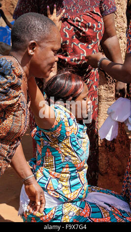 Ewe people participating in a Tron vodun (voodoo) ceremony, Lome, Togo Stock Photo