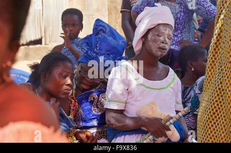 Ewe people participating in a Tron vodun (voodoo) ceremony, Lome, Togo Stock Photo