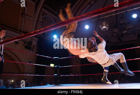 Ultimate Pro Wrestling, UK, GB, English wrestling  from the Corn Exchange in Dorchester. Indoor. Stock Photo