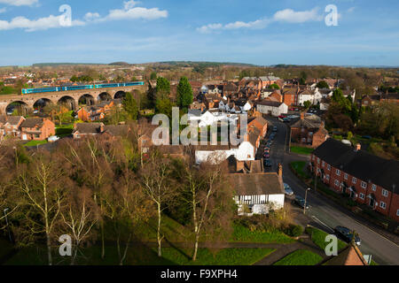 The town of Shifnal seen from St Andrews Church tower, Shropshire. Stock Photo