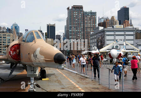 Israel Aircraft Industries Kfir C-2 display at the Intrepid aircraft carrier. the Intrepid Sea Air & Space Museum.New York, USA Stock Photo