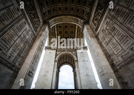 The interior of the Arc de Triomphe, in Paris, France. Stock Photo