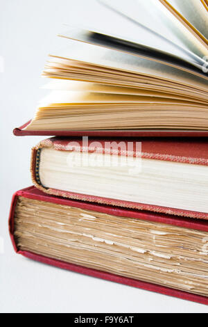Stack of three old books Stock Photo