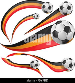 belgium flag set with soccer ball on white background Stock Vector