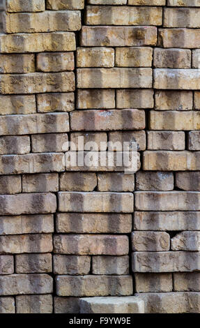 pile of brick blocks used for flooring and walk way Stock Photo