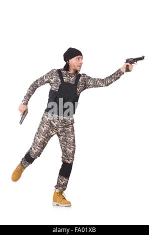 Young handsome soldier (sniper) aiming a machine gun Stock Photo - Alamy
