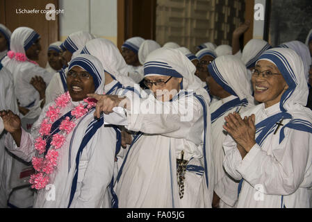 Mother Teresa sisters, Missionaries of Charity, lead sisters, mother house, Kolkata, India, Saint Teresa Stock Photo