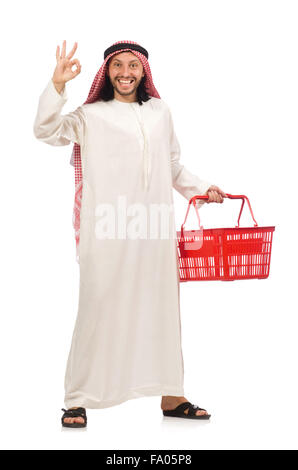 Arab man doing shopping isolated on white Stock Photo