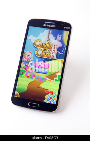 KUALA LUMPUR, MALAYSIA - April 2nd 2015. Close up of the candy crush saga game application Stock Photo