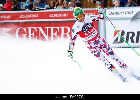 Val Gardena, Italy 18 December 2015. KROELL Klaus (Aut) competing in the Audi FIS Alpine Skiing World Cup Super-G Stock Photo