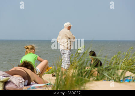 Affluence of holidaymakers to Palanga beach on August 02, 2015 in Palanga, Lithuania. Stock Photo