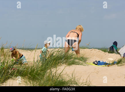 Affluence of holidaymakers to Palanga beach on August 02, 2015 in Palanga, Lithuania. Stock Photo