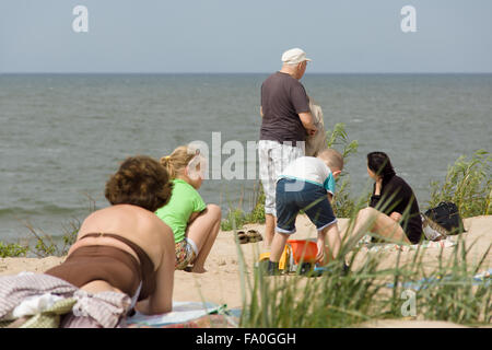 Affluence of holidaymakers to Palanga beach on August 02, 2015 in Palanga, Lithuania. Stock Photo