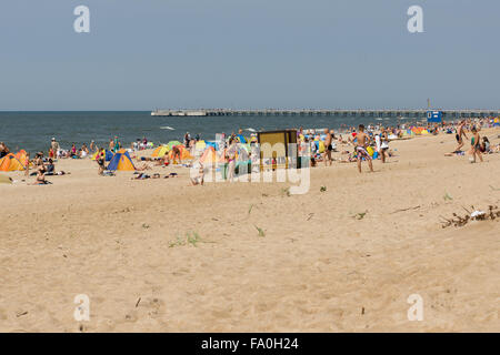 PALANGA, LITHUANIA - AUGUST 02: Affluence of holidaymakers to Palanga beach on August 02, 2015 in Palanga, Stock Photo