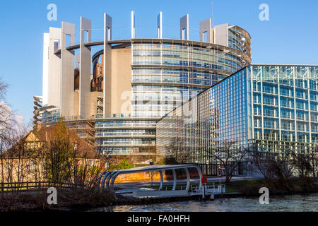 Building of the European Parliament in Strasbourg, Alsace, France, Stock Photo