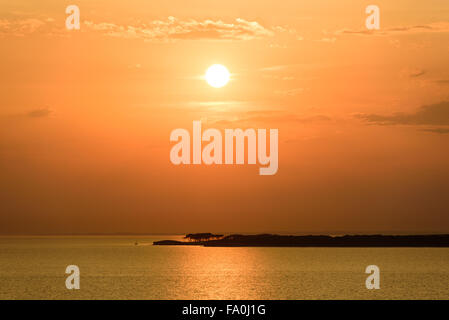 Orange Sunset, Distant Island, High Clouds, Aegean Sea, Kalymnos 