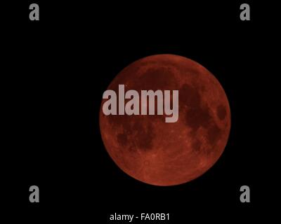 blood moon  on black sky background Stock Photo