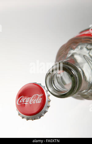 KUALA LUMPUR, MALAYSIA - june 6TH, 2015.coca cola empty bottle with cap Stock Photo