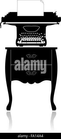 Old typewriter on a small table Stock Vector