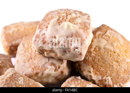 Honey cakes with glazing isolated on a white background Stock Photo