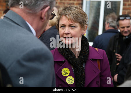 Labour MP Yvette Cooper in Knottingley, West Yorkshire, for a march to mark the closure of the nearby Kellingley Colliery. Known locally as the Big K, Kellingley was the last remaining deep coal mining operating in the UK. The closure marks the end of what was once a giant industry in Britain. Credit:  Ian Hinchliffe/Alamy Live News Stock Photo