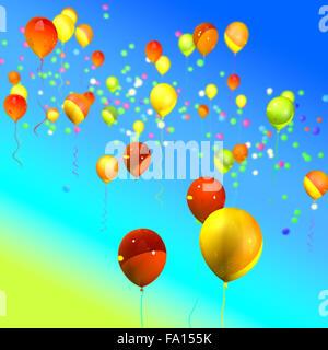 many colorful ballons in the blue sky