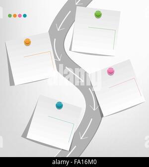 Infographic elements paper note with pins on gray Stock Vector