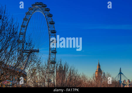 The London Eye with Big Ben in the background Stock Photo