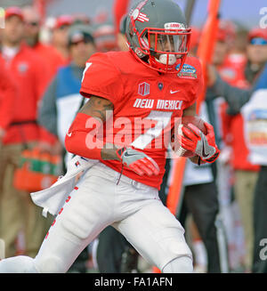 New Mexico running back Teriyon Gipson sprints to the end zone to score ...