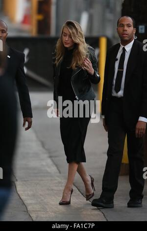 Amber heard seen arriving at the ABC studios for Jimmy Kimmel Live  Featuring: Amber Heard Where: Los Angeles, California, United States When: 18 Nov 2015 Stock Photo