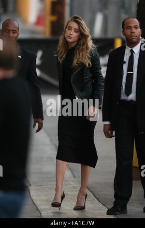 Amber heard seen arriving at the ABC studios for Jimmy Kimmel Live  Featuring: Amber Heard Where: Los Angeles, California, United States When: 18 Nov 2015 Stock Photo