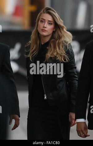 Amber heard seen arriving at the ABC studios for Jimmy Kimmel Live  Featuring: Amber Heard Where: Los Angeles, California, United States When: 18 Nov 2015 Stock Photo