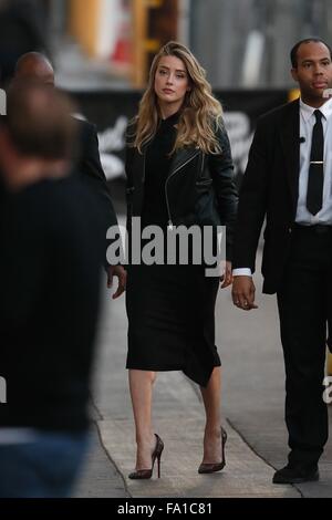 Amber heard seen arriving at the ABC studios for Jimmy Kimmel Live  Featuring: Amber Heard Where: Los Angeles, California, United States When: 18 Nov 2015 Stock Photo