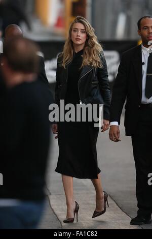 Amber heard seen arriving at the ABC studios for Jimmy Kimmel Live  Featuring: Amber Heard Where: Los Angeles, California, United States When: 18 Nov 2015 Stock Photo