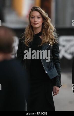 Amber heard seen arriving at the ABC studios for Jimmy Kimmel Live  Featuring: Amber Heard Where: Los Angeles, California, United States When: 18 Nov 2015 Stock Photo