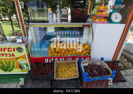 KONAKLI, TURKEY - JULY 10, 2015: Sales of fresh fruit. Anatolian cost - a popular holiday destination for European tourists. Stock Photo