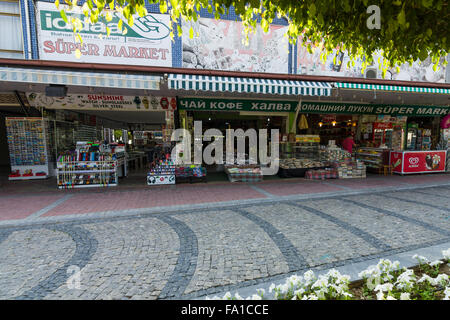 KONAKLI, TURKEY - JULY 10, 2015: Sales of souvenirs in the village on the Anatolian coast, near the town of Alanya. Stock Photo