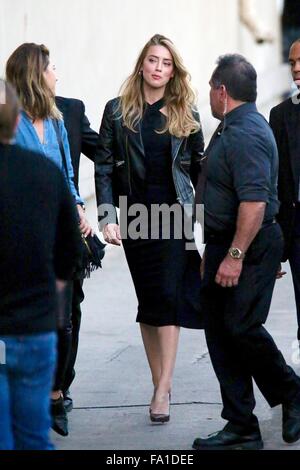 Amber heard seen arriving at the ABC studios for Jimmy Kimmel Live  Featuring: Amber Heard Where: Los Angeles, California, United States When: 18 Nov 2015 Stock Photo