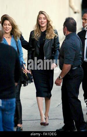 Amber heard seen arriving at the ABC studios for Jimmy Kimmel Live  Featuring: Amber Heard Where: Los Angeles, California, United States When: 18 Nov 2015 Stock Photo