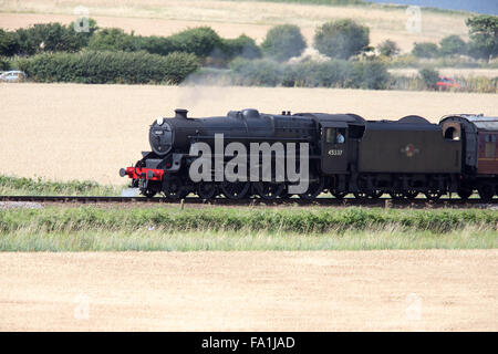 LMS Stanier Class 5, 'Black 5', 45337, running on the North Norfolk Railway between Sheringham and Weybourne, Norfolk, England, Stock Photo