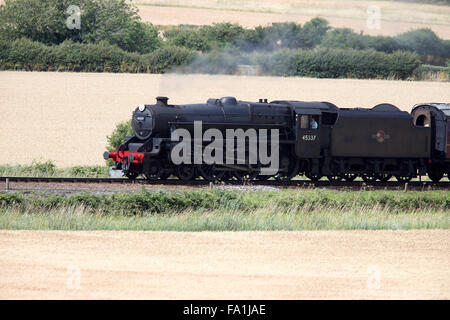 LMS Stanier Class 5, 'Black 5', 45337, running on the North Norfolk Railway between Sheringham and Weybourne, Norfolk, England, Stock Photo