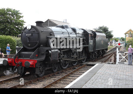 LMS Stanier Class 5, 'Black 5', 45337, at Sheringham station on the North Norfolk Railway, Norfolk, England, UK. Stock Photo