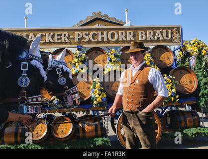 Man in a traditional outfit in Oktoberfest in Munich, Germany Stock Photo